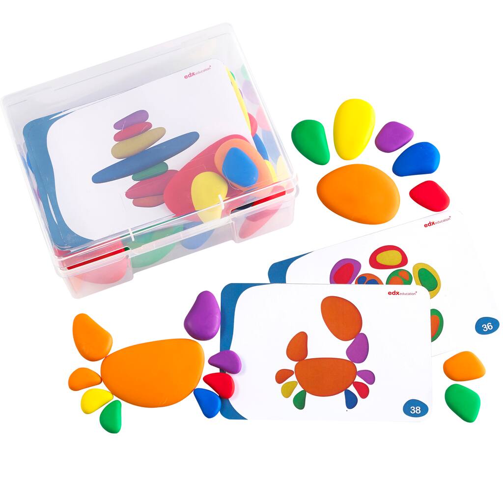 Poxcap 94pcs Rainbow Pebbles Toys Clasificaci/ón de piedras de apilamiento Conjunto de actividades Juguete sensorial para ni/ños Kit de aprendizaje temprano de matem/áticas para preescolares